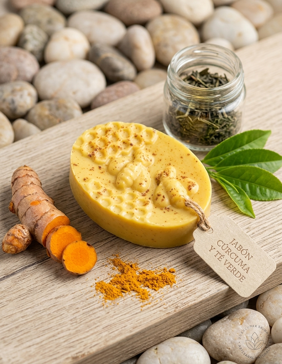 Jabón Artesanal de Cúrcuma y Té Verde