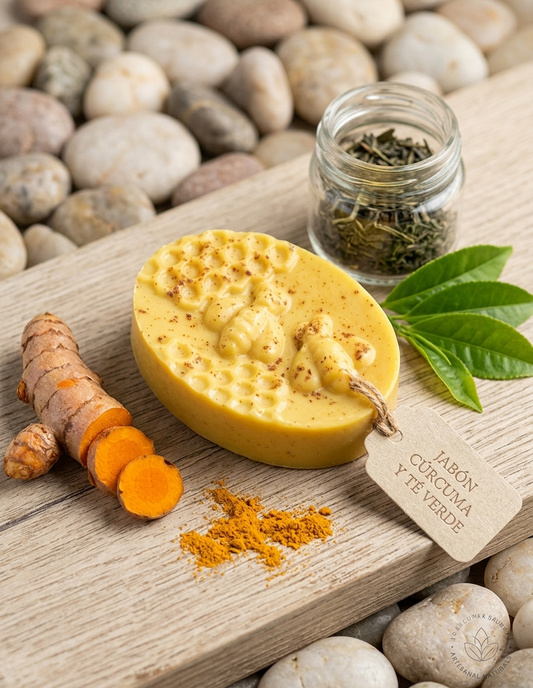 Jabón Artesanal de Cúrcuma y Té Verde